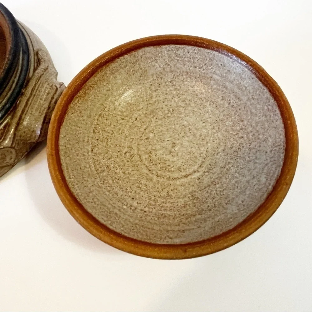 Studio Art Pottery Casserole Dish Lidded Stoneware Handles Handcrafted Signed